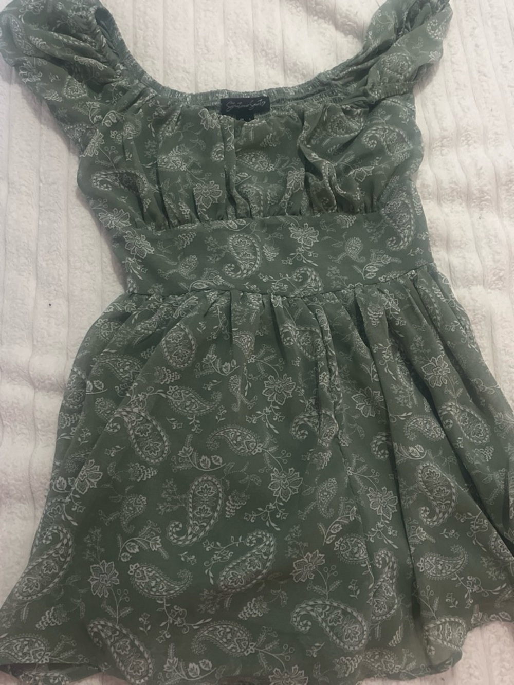 Streetwear Society Sage Green Paisley Mini Dress